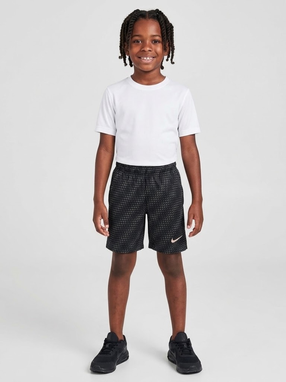 Nike Black Patterned Kids' Athletic Shorts with Swoosh